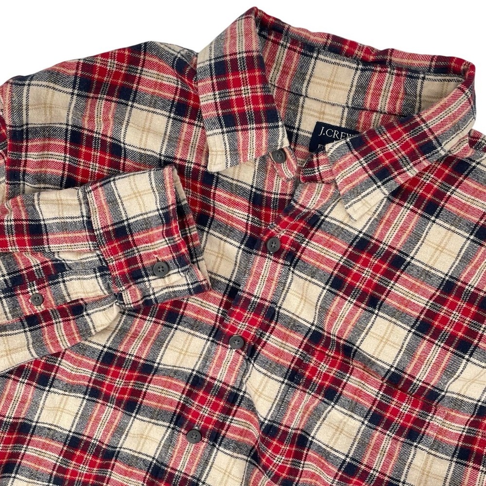J.Crew Mens Large Flannel Shirt Plaid Button‎ Up Long Sleeve Lumberjack Grunge